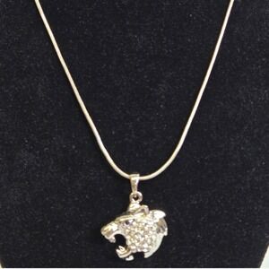 Lion Head Pendant Silver Tone‎ Necklace, NK2217C, New
